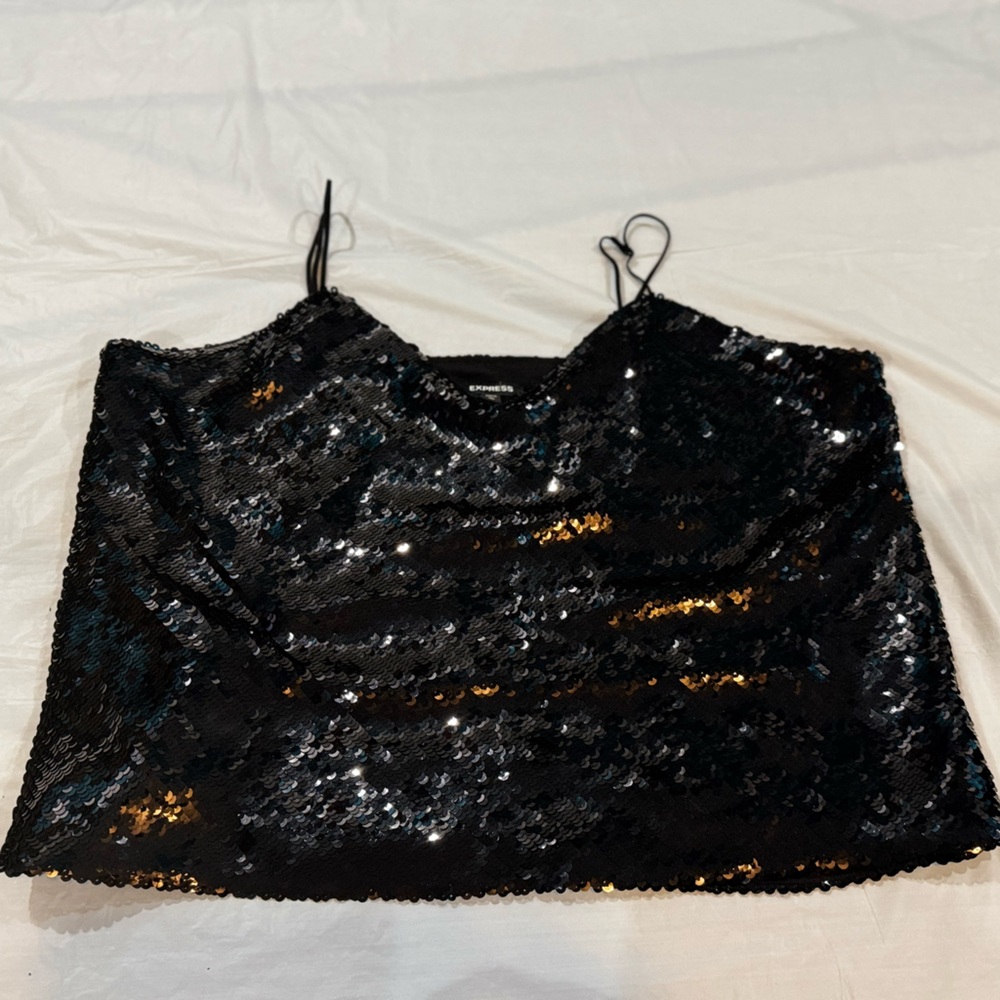 Express Glittering Black Sequin Camisole